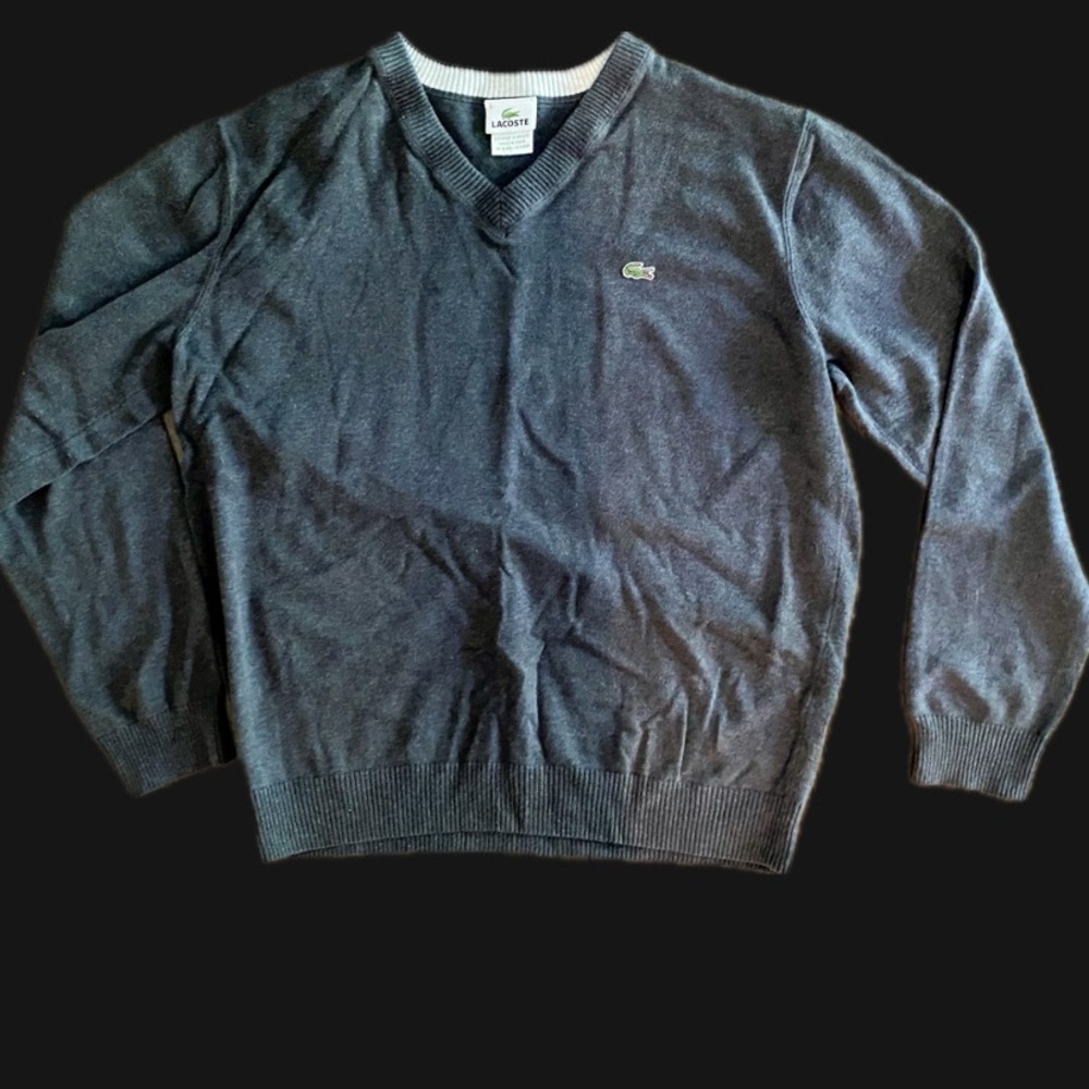 Lacoste Men's Charcoal V-Neck Sweater